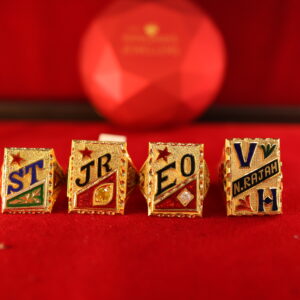 Custom Initial Gold Rings with Enamel
