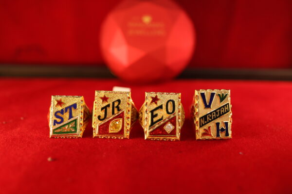 Custom Initial Gold Rings with Enamel