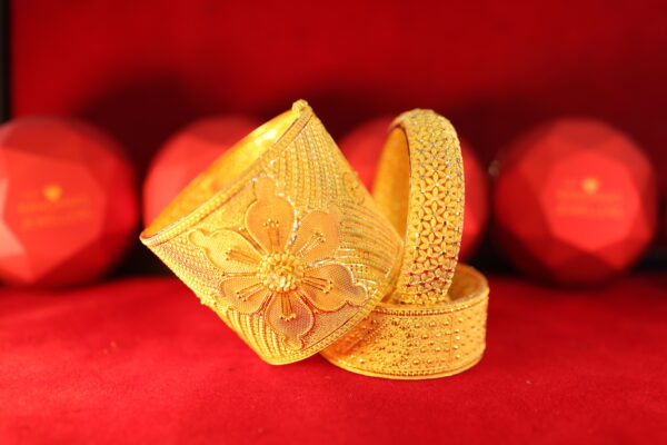 22K Gold Floral Design Bangles
