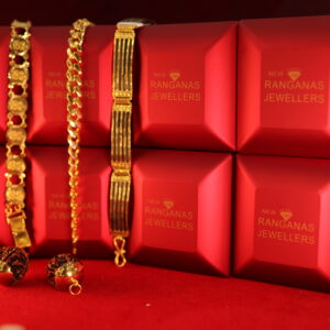 Elegant Gold Bracelet Set with Rudraksha Accents